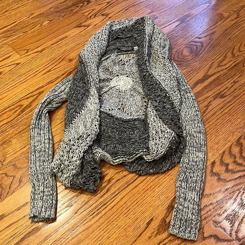 Autumn Cashmere Marled Gray Open-Front Knit Cardigan